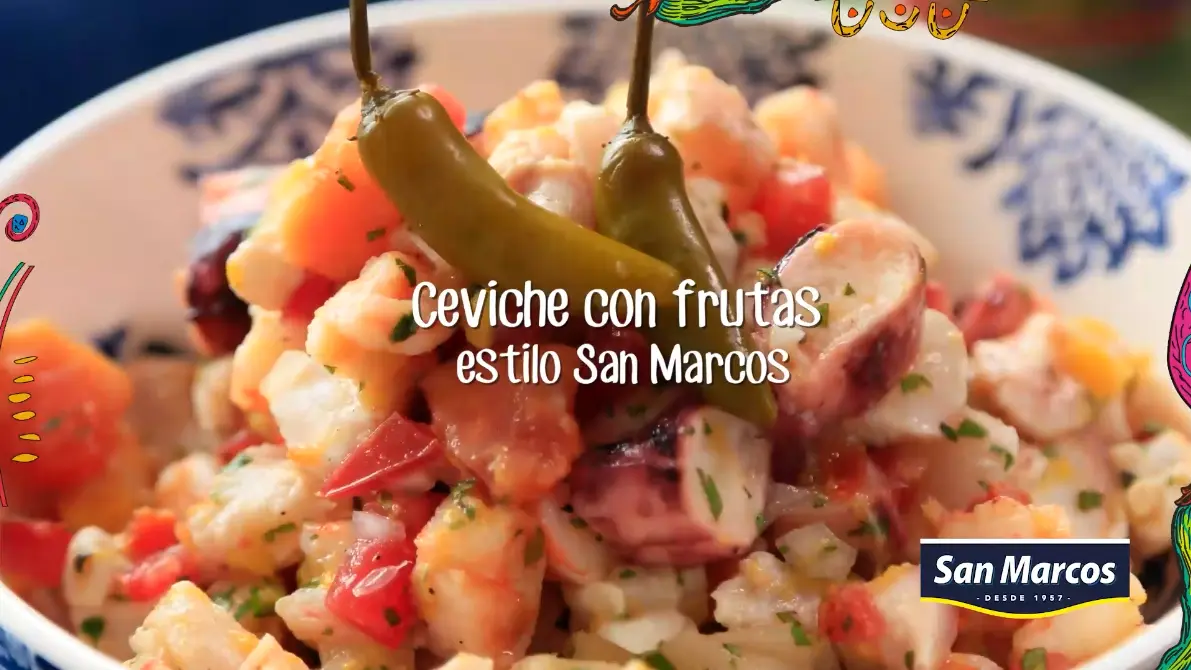 Ceviche con fruta estilo San Marcos