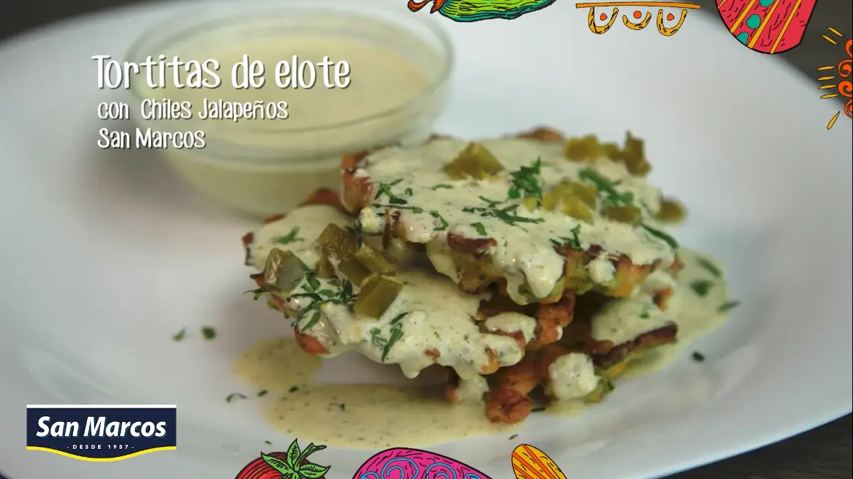 Tortitas de Elote con chiles Jalapeños San Marcos